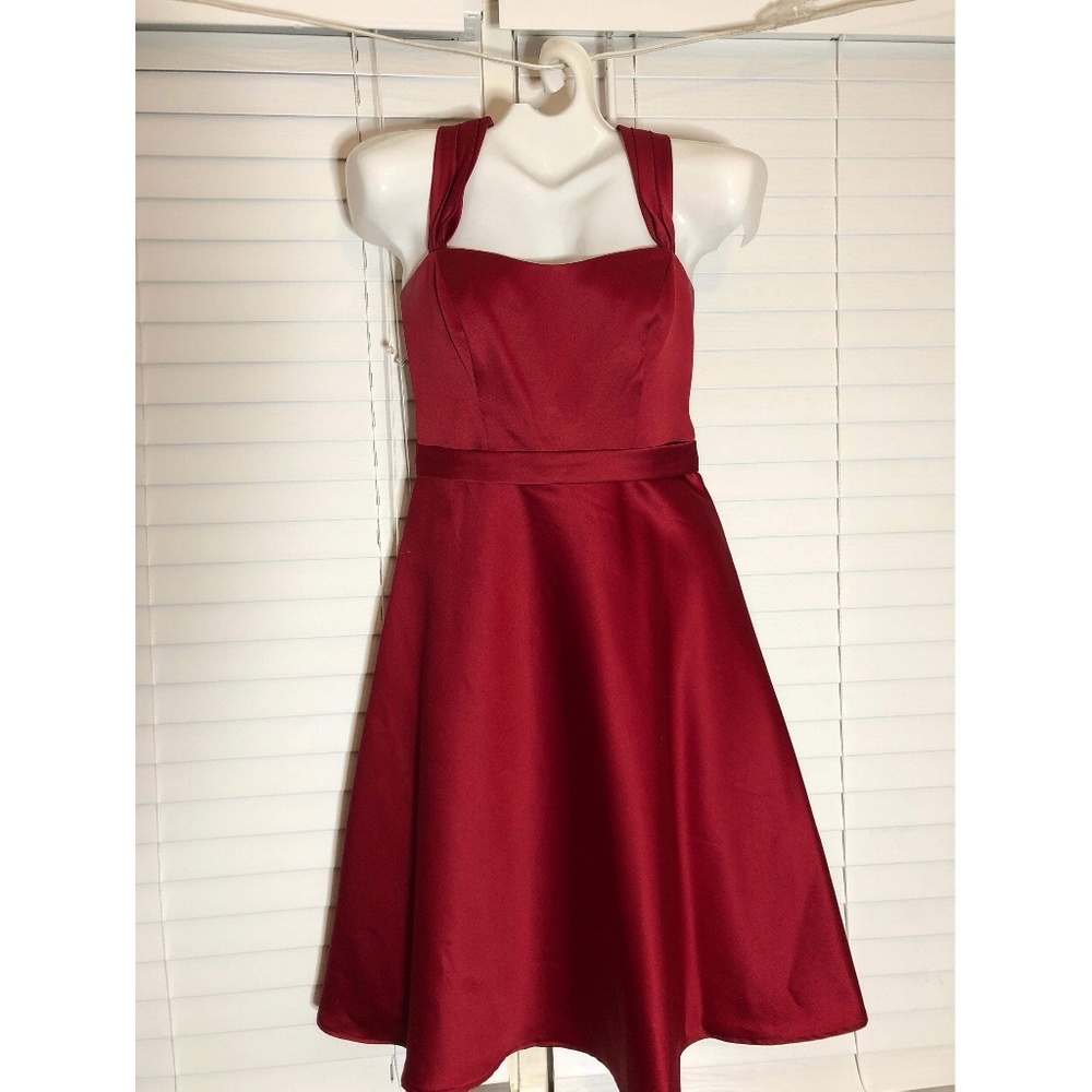 David's Bridal Red Bridesmaid Dress